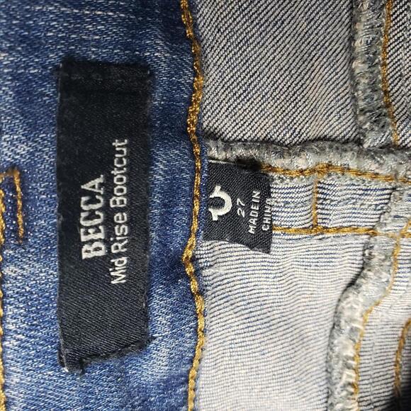 True Religion Women's 27 Becca Mid-Rise Perforated Bootcut Jeans(1782) - Picture 6 of 7